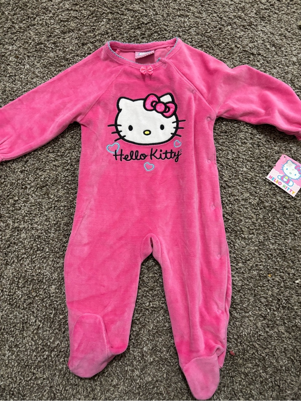 Hello Kitty Hot Pink Plush Footed One-Piece for Kids vintage deadstock NWT
